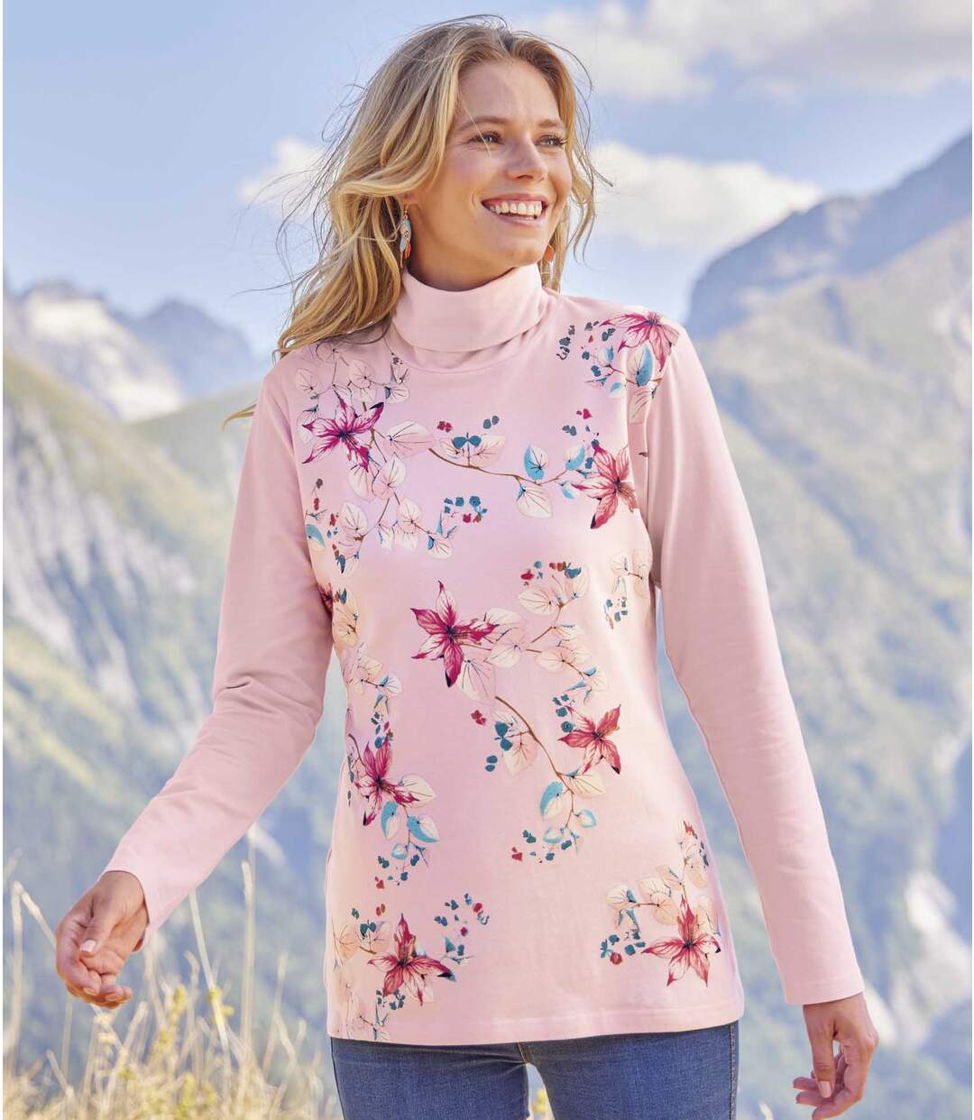 Sous-Pull Col Roulé Imprimé Floral