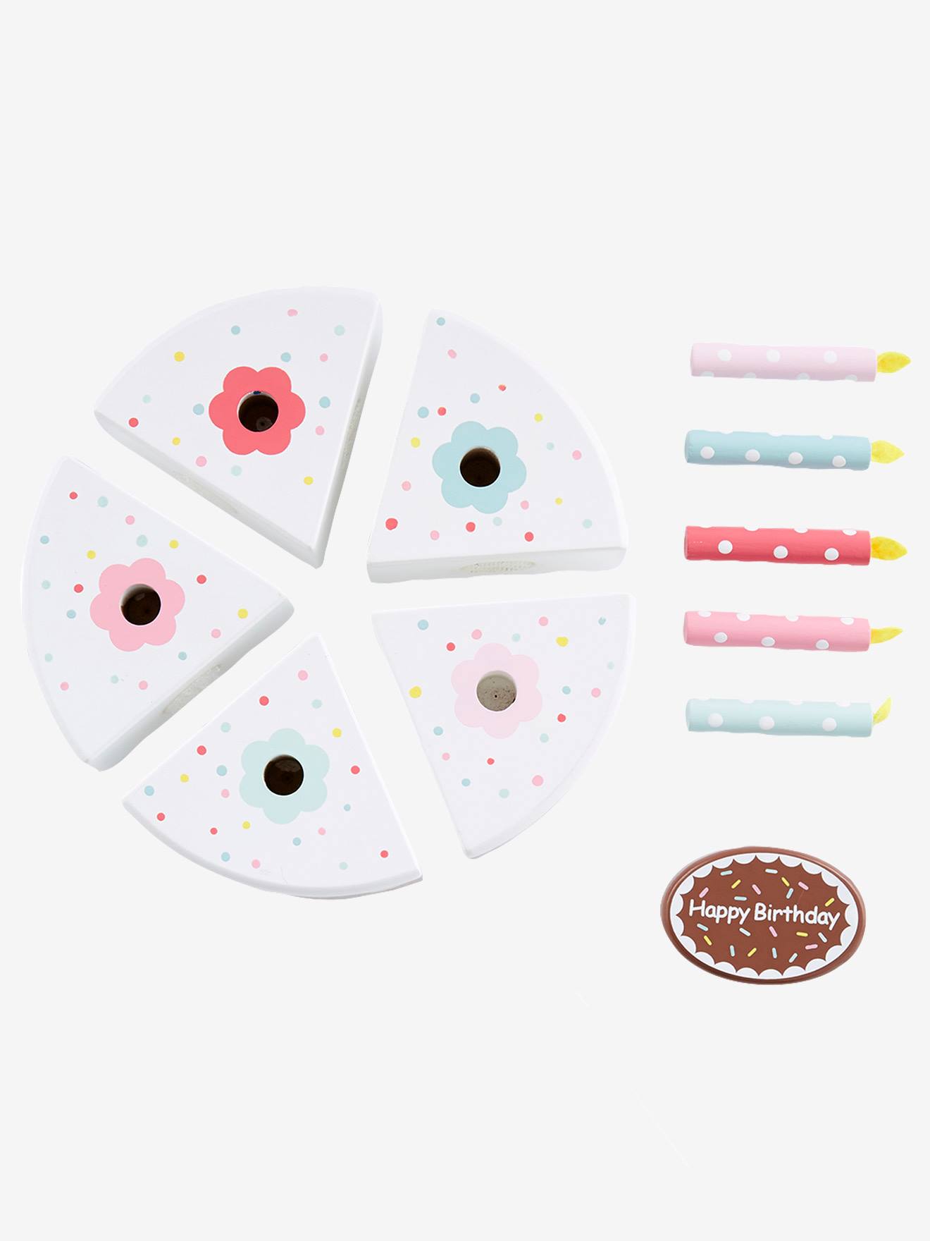 Conjunto de bolo de aniversário de madeira com certificação FSC®, multicolorido