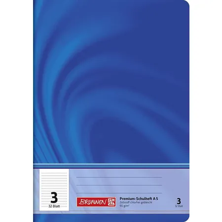 BRUNNEN Schulheft Vivendi A5 14 Liniensysteme, Lin. 3 blau