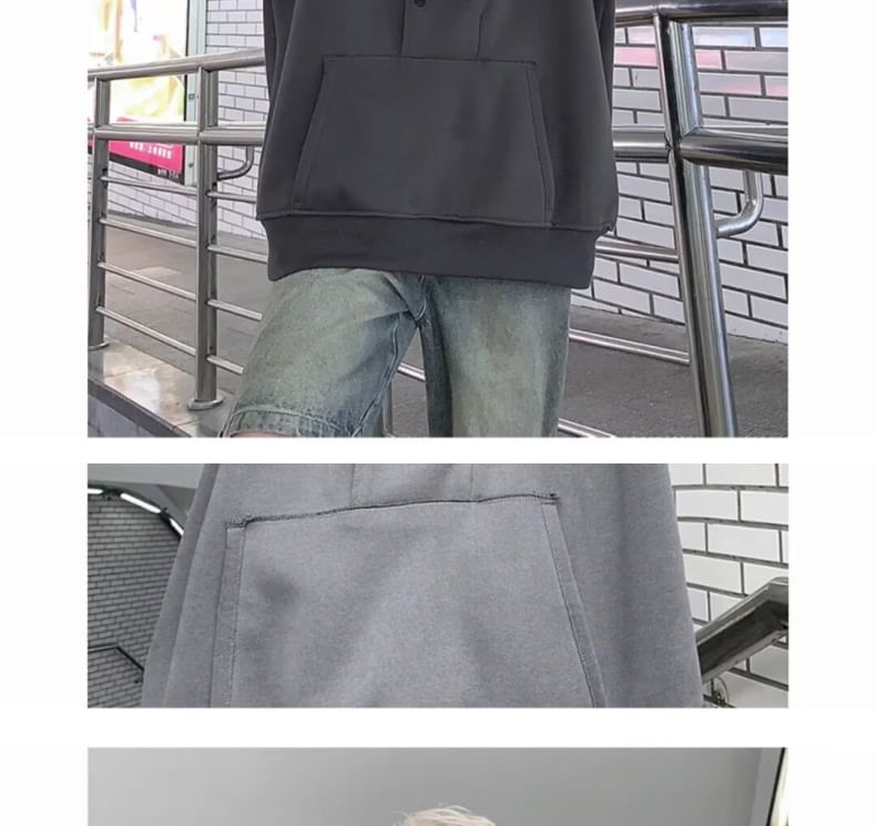 Bay Go Mall - Asymmetrische hoodie met lange mouwen en logo en knopen