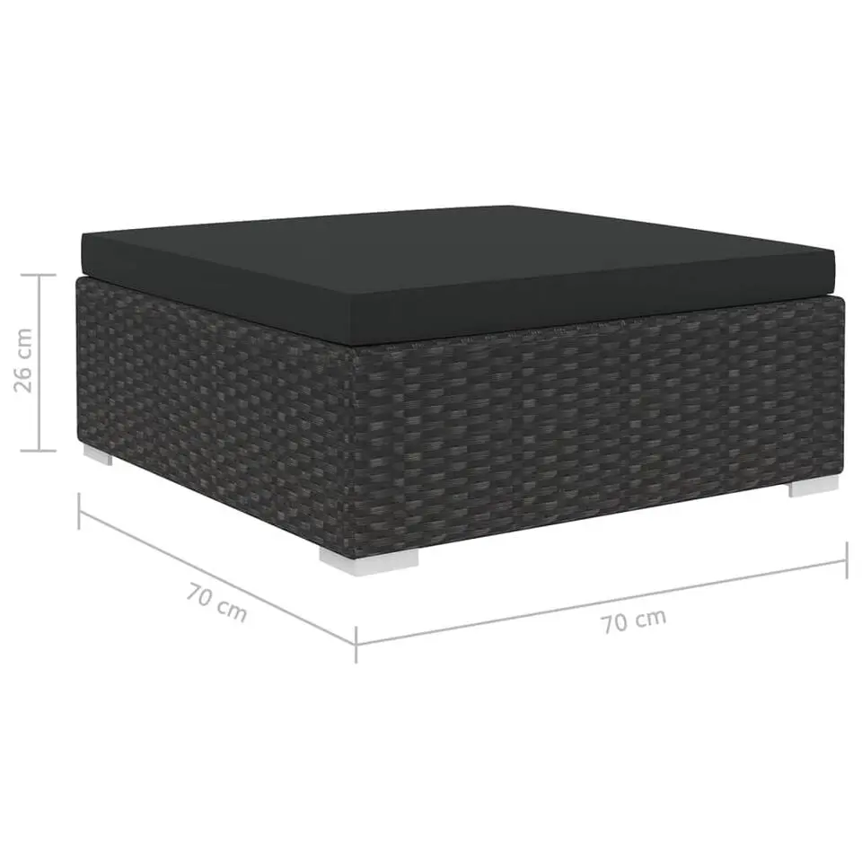 vidaXL - Loungeset - Zwart - Poly rattan - 6 stuks - Met kussens