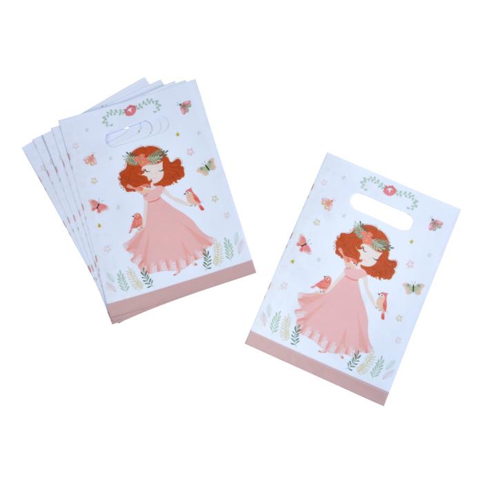 SET 6 SACS A BONBONS PAPIER H.23CM PRINCESSE NATURE