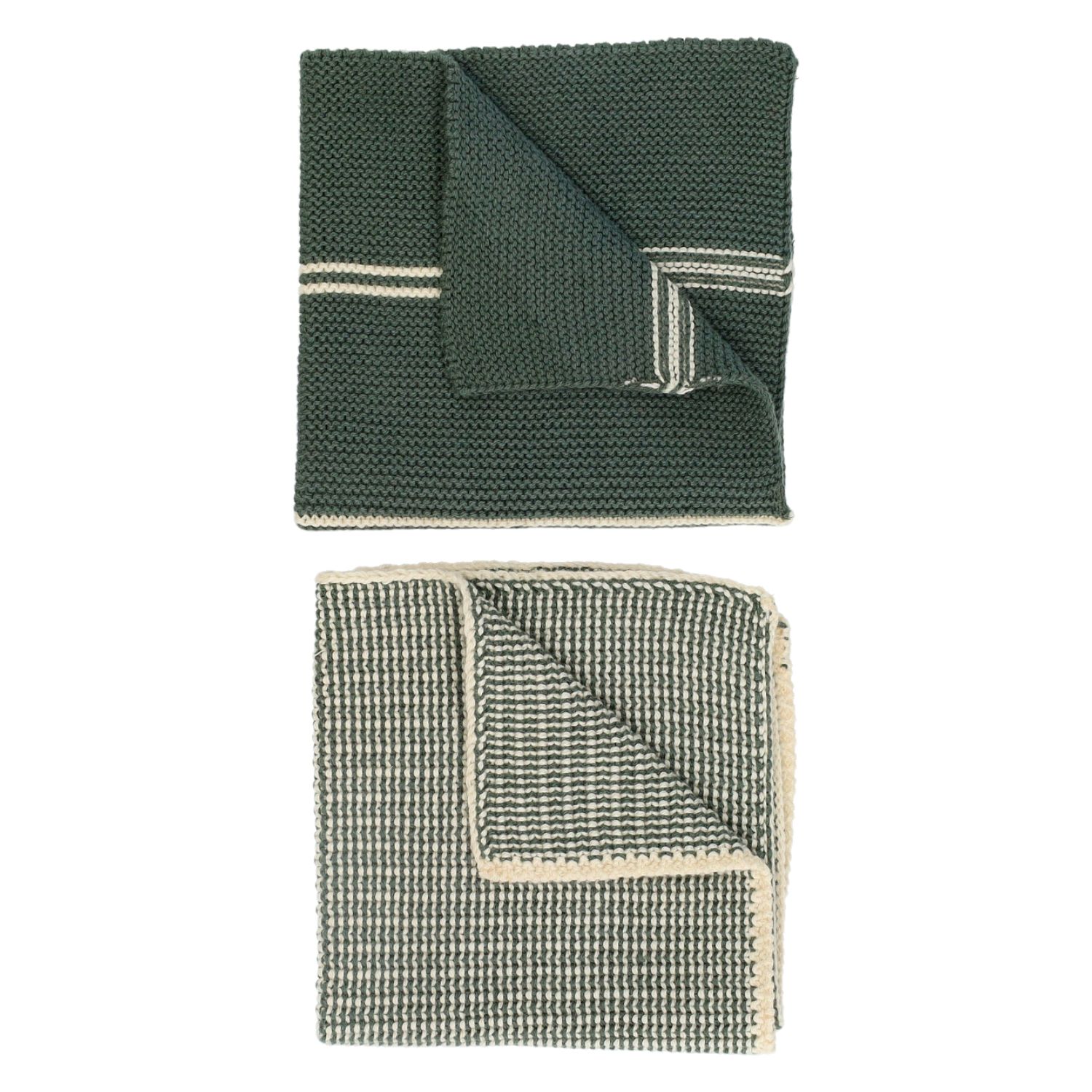 Vaatdoekjes, gebreid katoen, donkergroen, 2 stuks, 25 x 25 cm