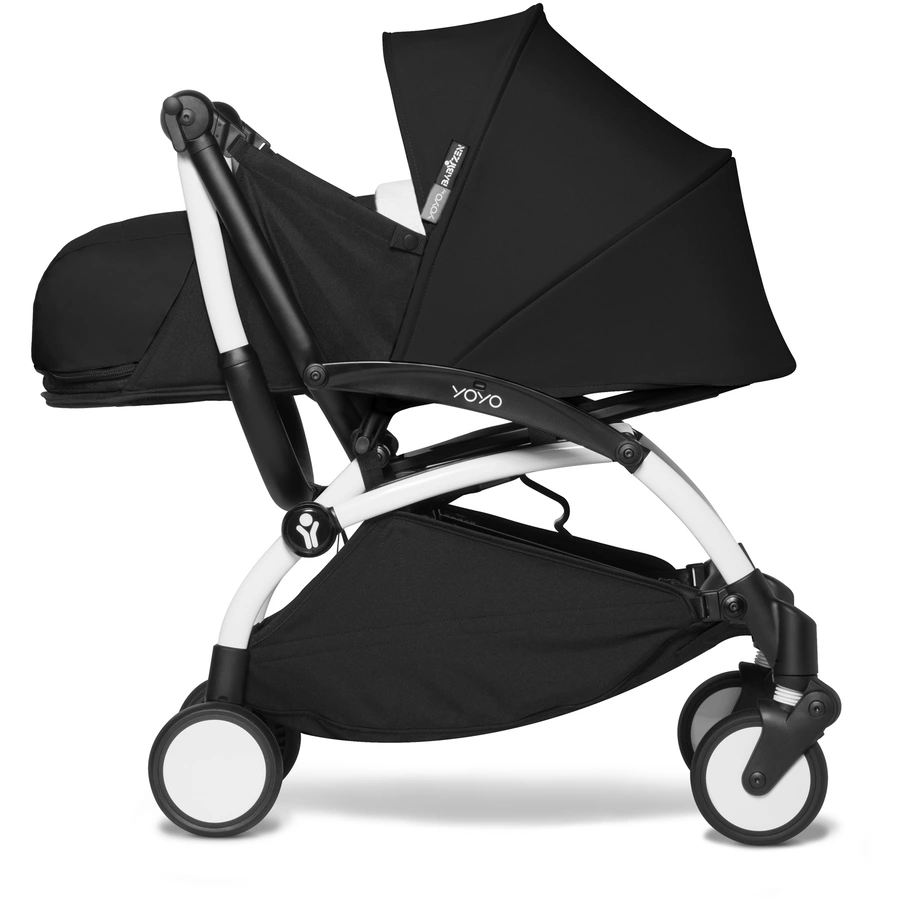 BABYZEN Kinderwagen YOYO2 0+ White mit Neugeborenenaufsatz Black