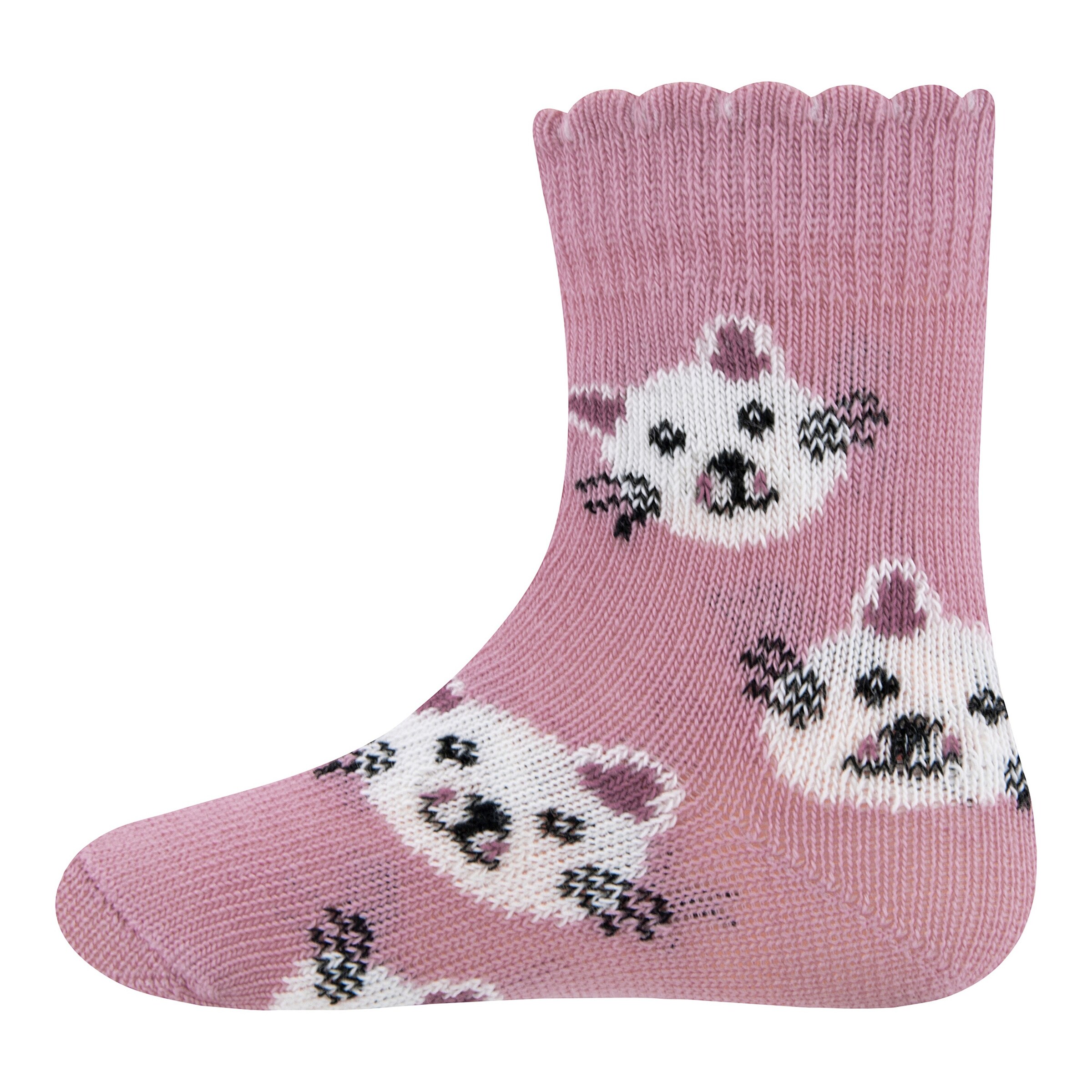 Ewers 2er-Pack Socken Katze marine/altrosa