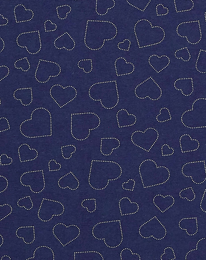 Kuscheldecke HEARTS (100x75) aus Baumwoll-Jersey in navy