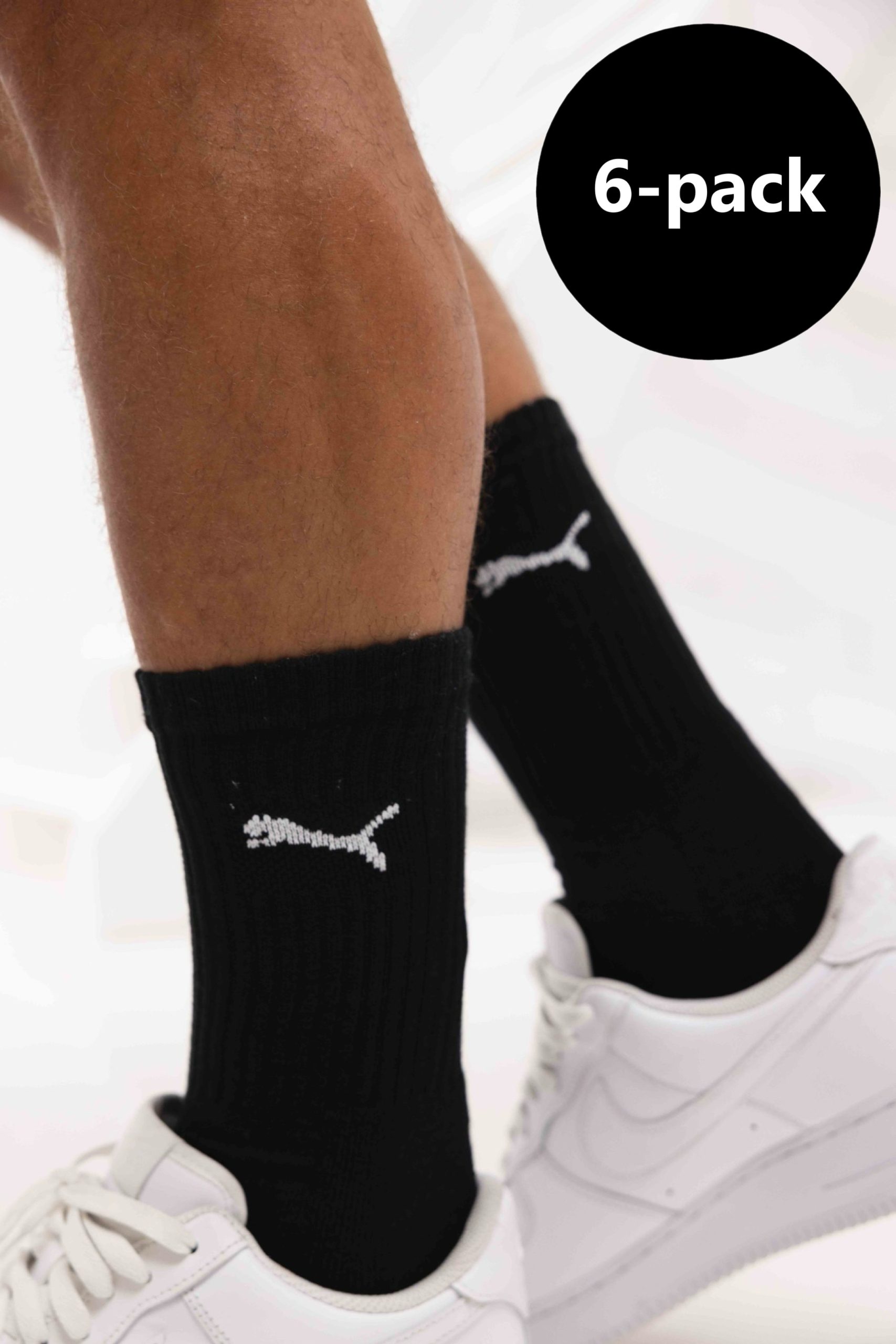 Puma Crew Sokken 6-Pack Zwart