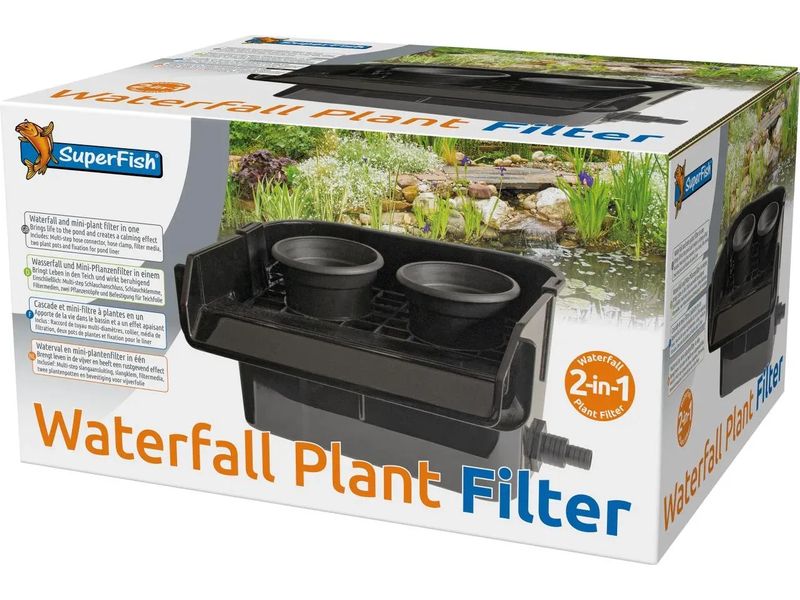 SuperFish Wasserfall Pflanzen Filter Kompletter Wasserfall – Filter mit Pflanztöpfen, Medien und Zubehör