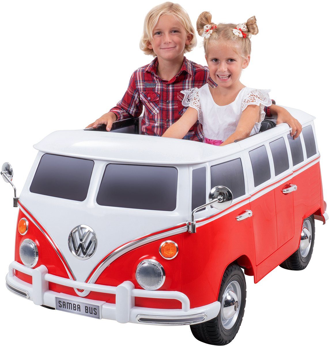 Carrinho elétrico infantil Actionbikes Motors, modelo VW Bus Bulli T1, capacidade de carga de 40 kg (2 unidades), pneus de borracha maciça EVA - VW Bulli - a partir de 3 anos.