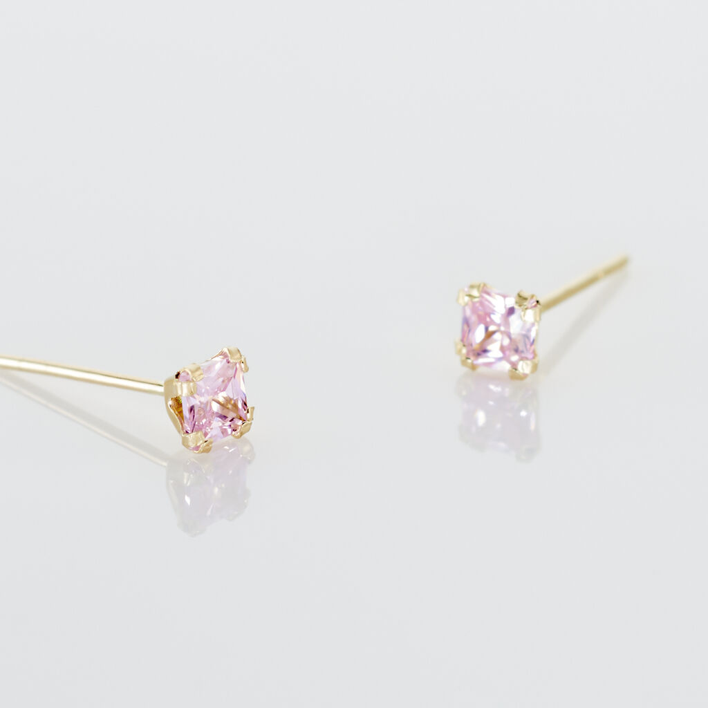 Boucles D'oreilles Puces Doreen Carre Or Jaune Oxyde De Zirconium