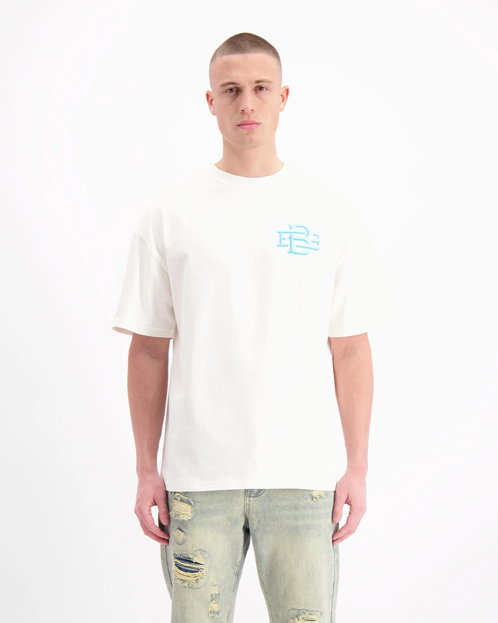 Black Bananas Block Monogram T-Shirt Heren Wit