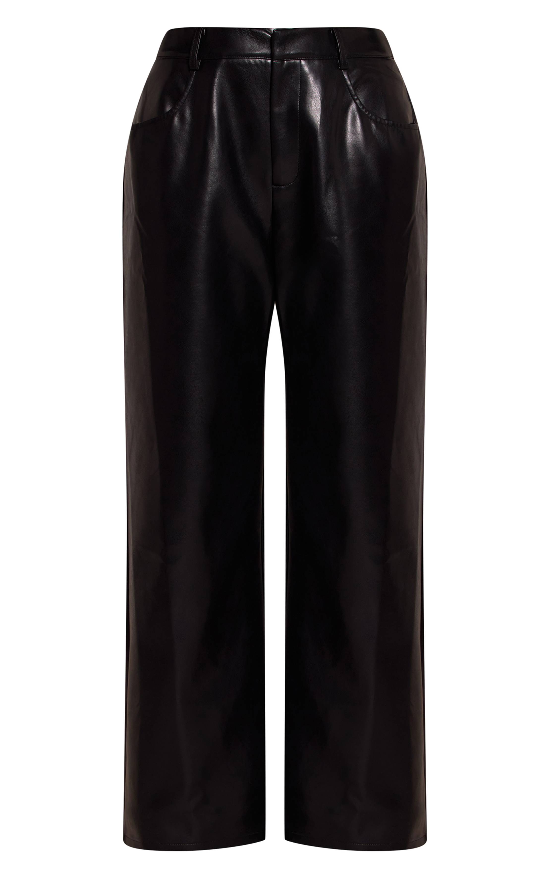 Noir Pantalon Large En Synthétique Shape