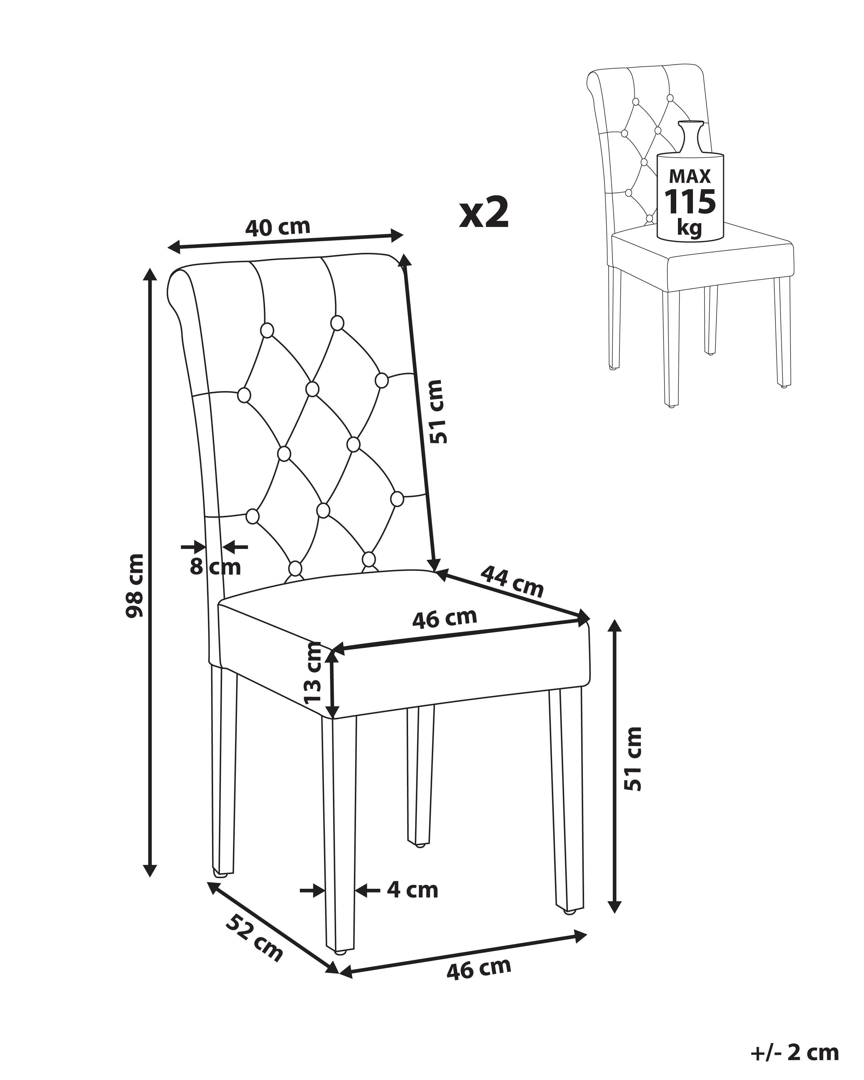 Set van 2 eetkamerstoelen VELVA Fluweel Grijs
