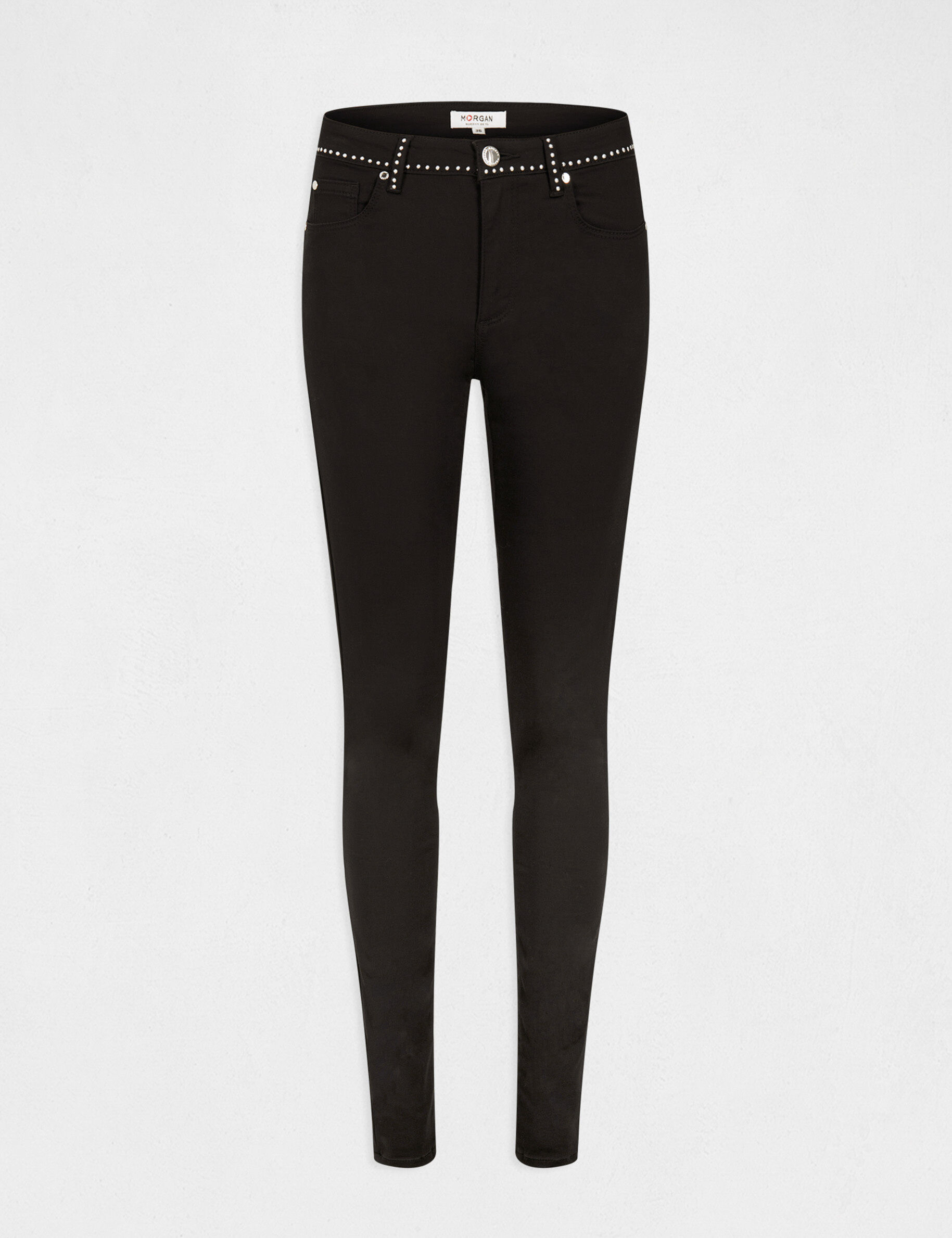 Pantalon slim avec clous noir femme - noir
