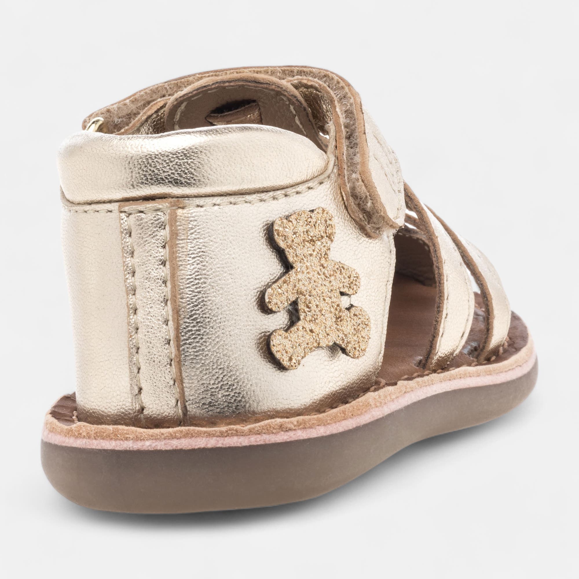 Nu-pieds Bébé fille en cuir or