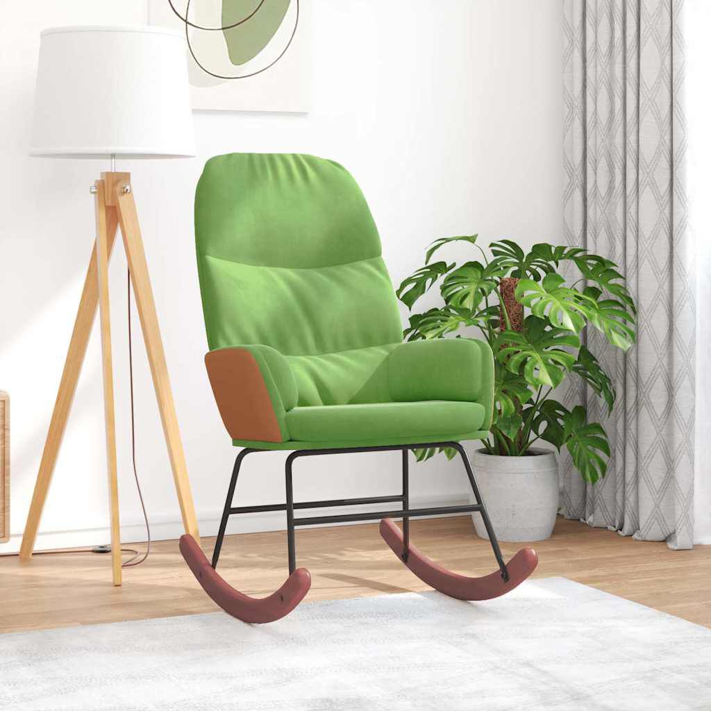 vidaXL Schommelstoel Lichtgroen Bekleed met Fluweel