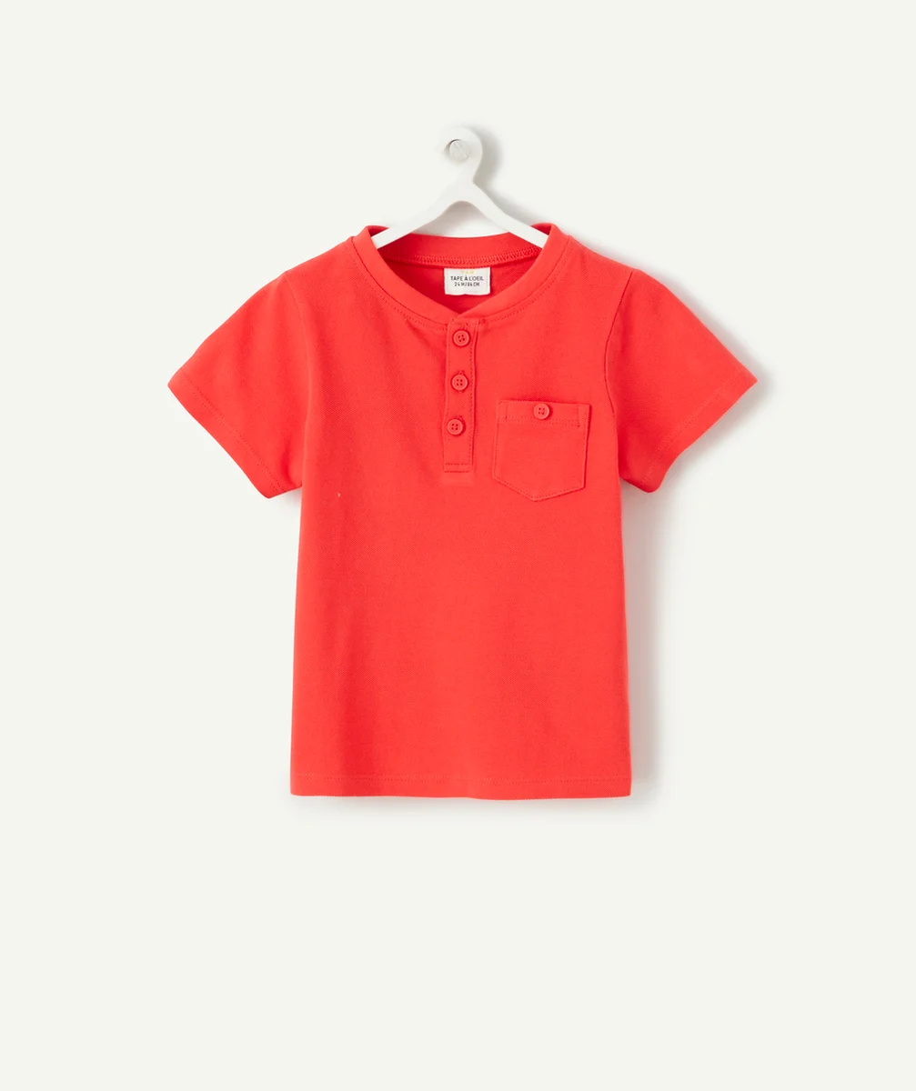 POLO BÉBÉ GARÇON ROUGE COL TUNISIEN