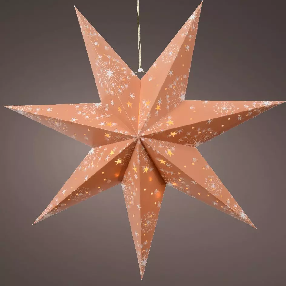 Etoile lumineuse à piles (H60 cm) Jolia Marron et blanc chaud