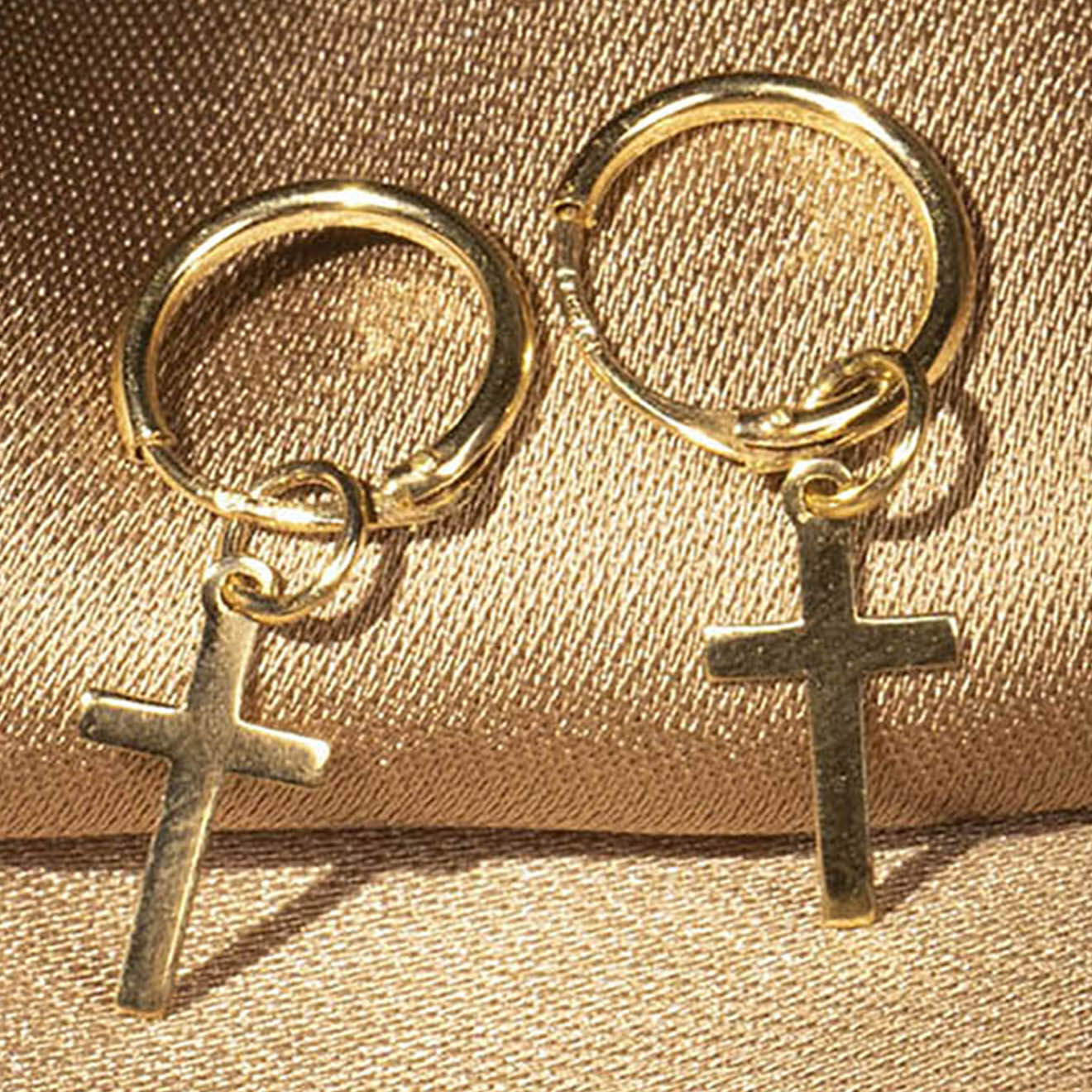 Instant d'Or Boucles d'oreilles Croix or jaune