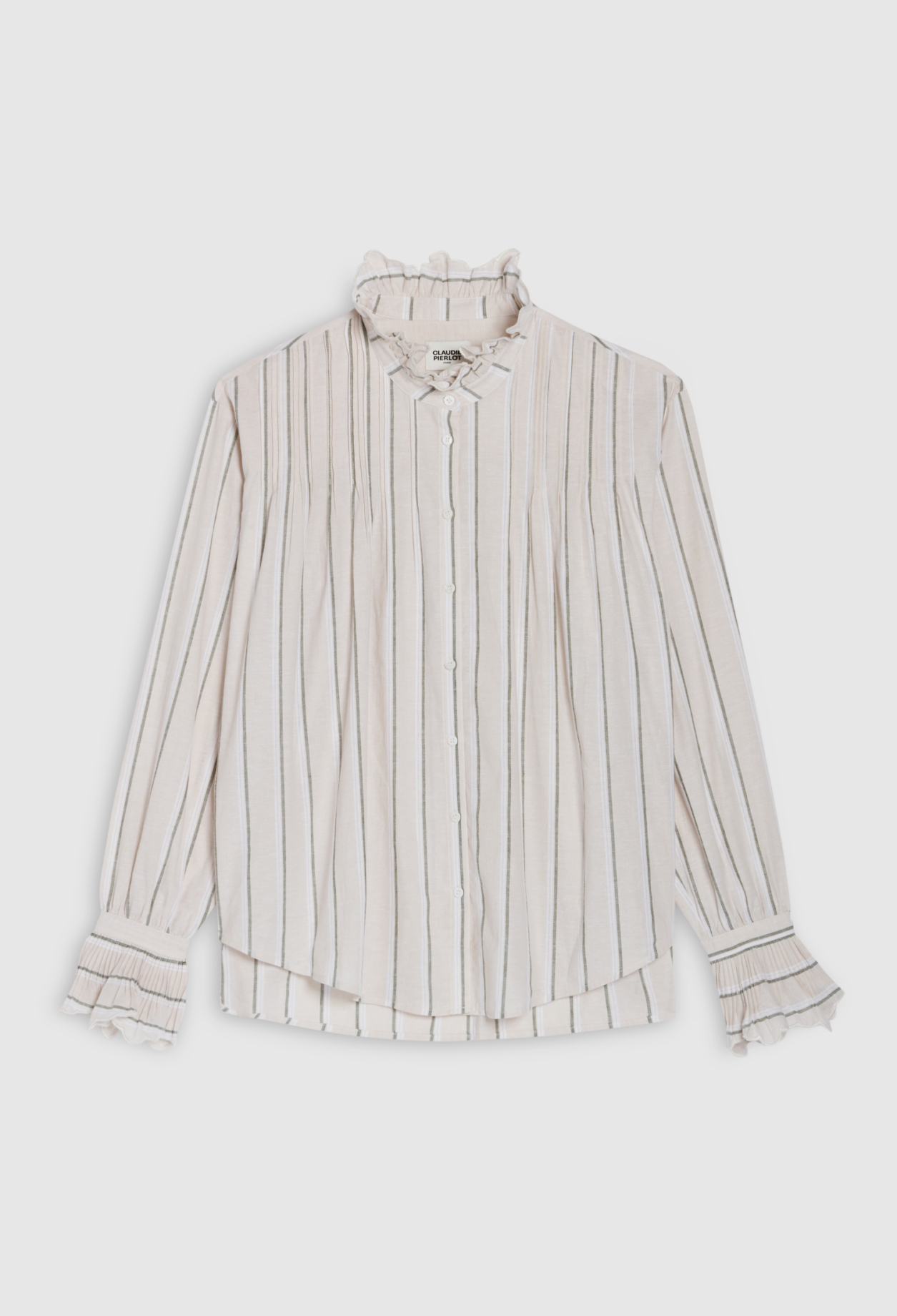 Chemise rayee &agrave; volants