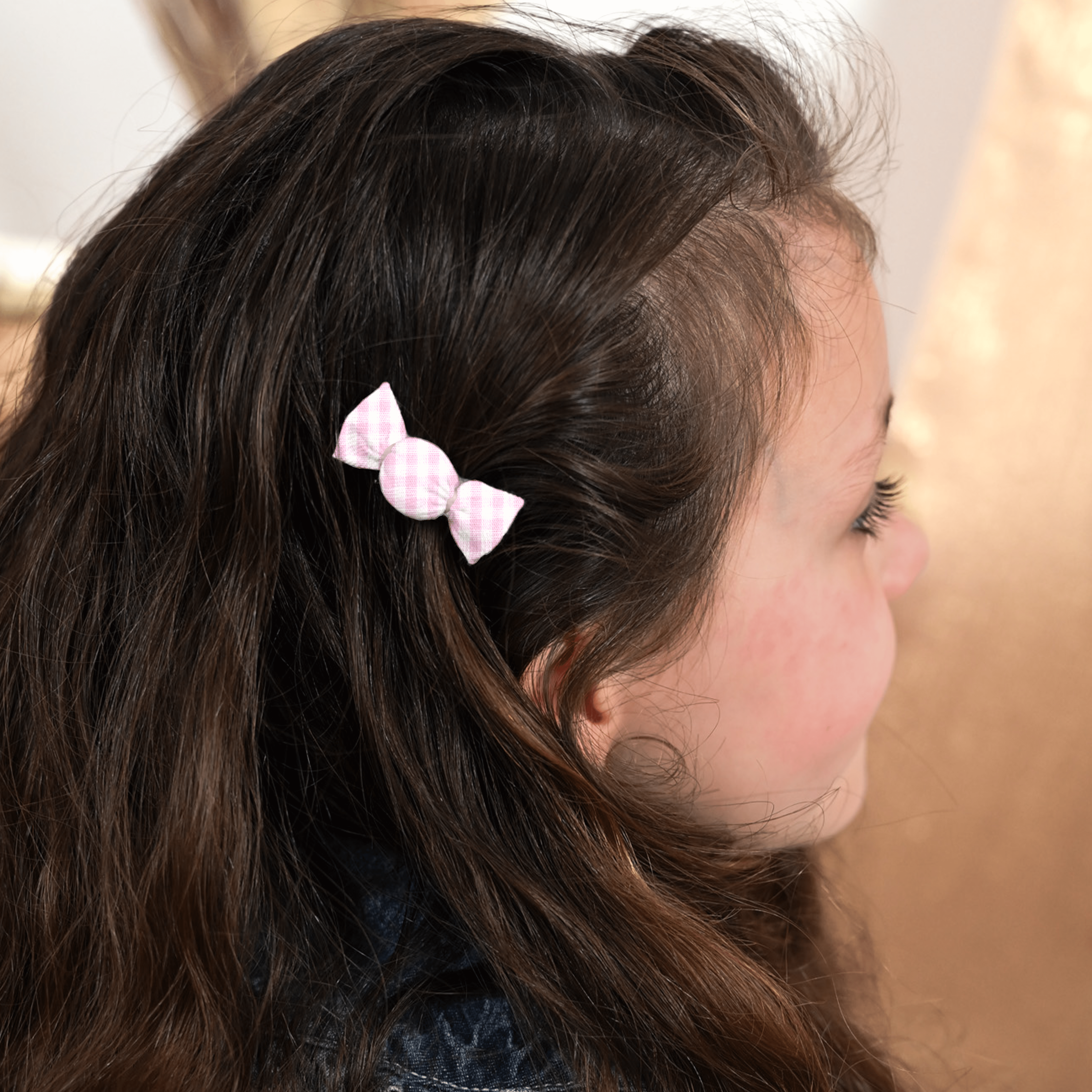 Petite Barrette Mini Bonbon Vichy Rose