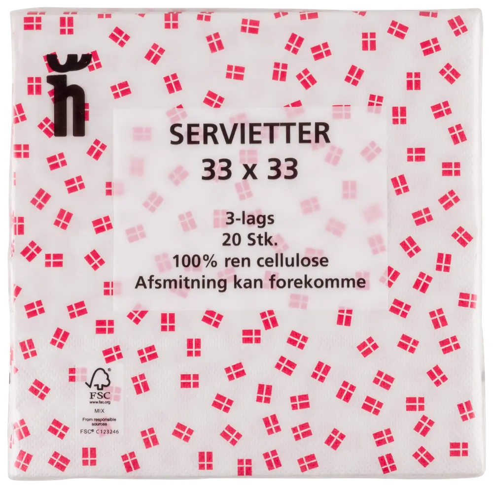 Dannebrog servietter 20-pak assorterede varianter