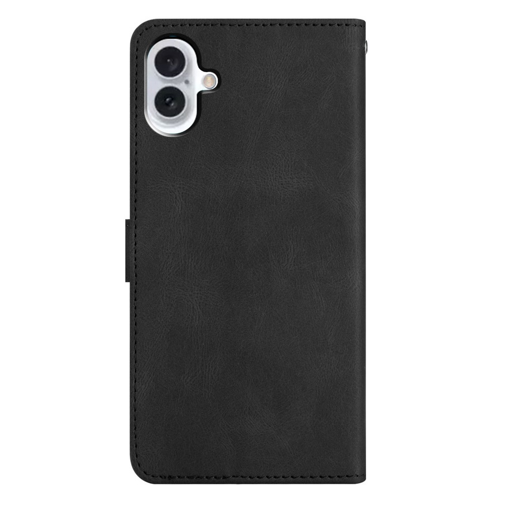 iPhone 17 Leder Tasche Flip Cover mit Kartenfächern Geometrisches Design - Schwarz