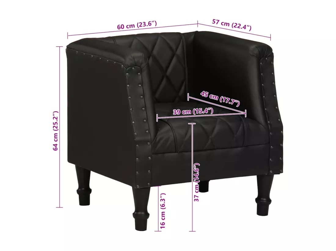 Fauteuil Noir Cuir véritable de chèvre