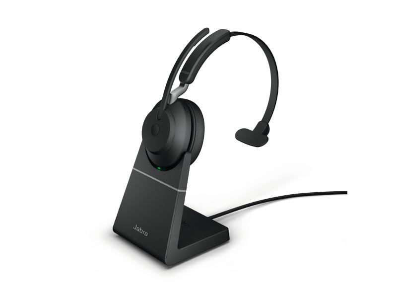 Jabra Headset Evolve2 65 Mono UC Schwarz, USB-A, inkl. Lade Jabra Bluetooth Headset für das Büro, Home Office oder für Unterwegs