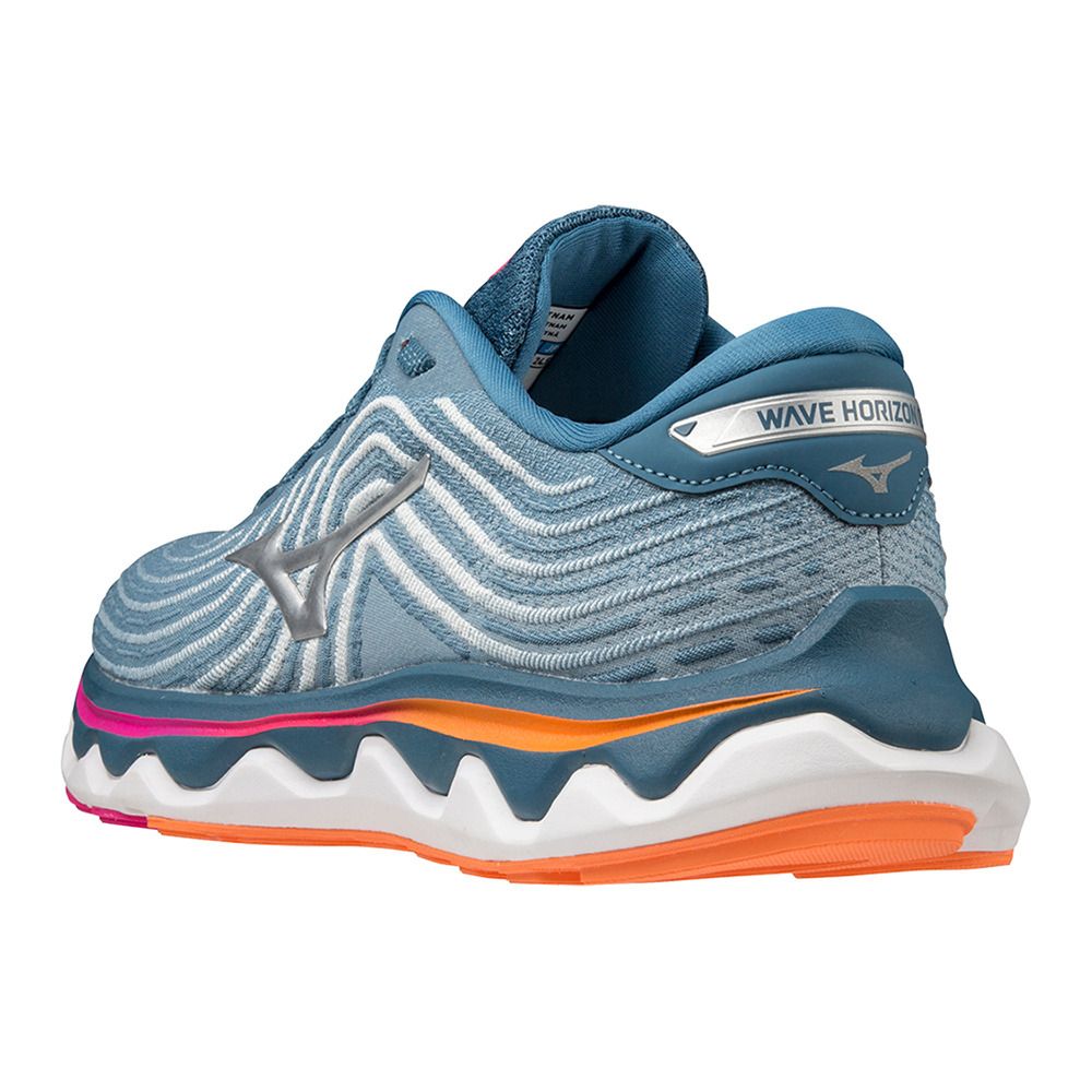 Mizuno WAVE HORIZON 6 - Chaussures running Femme blue ashes/silver/807 c