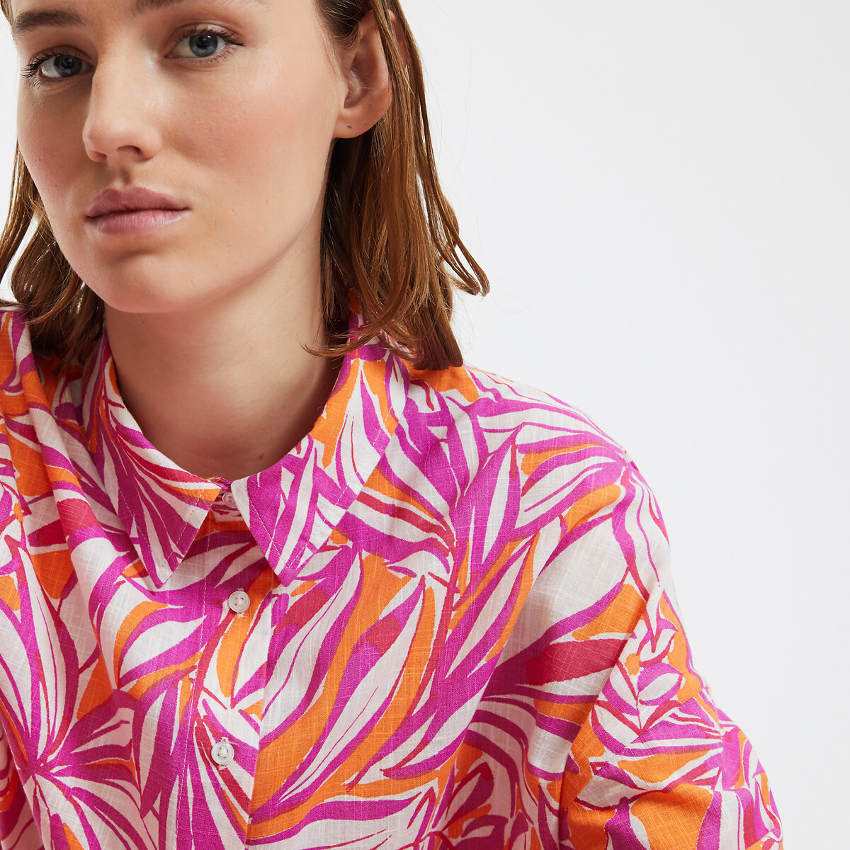 COLEÇÕES LA REDOUTE<br>Camisa oversized estampada, modelo exclusivo APOLLINE