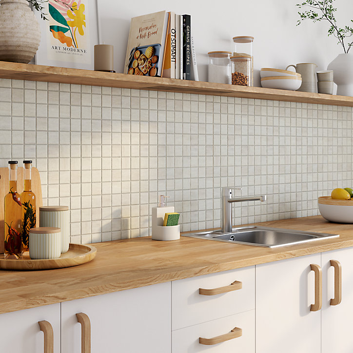 Carreau de mosaïque Matstone effet pierre 30 x 30 cm ivoire GoodHome