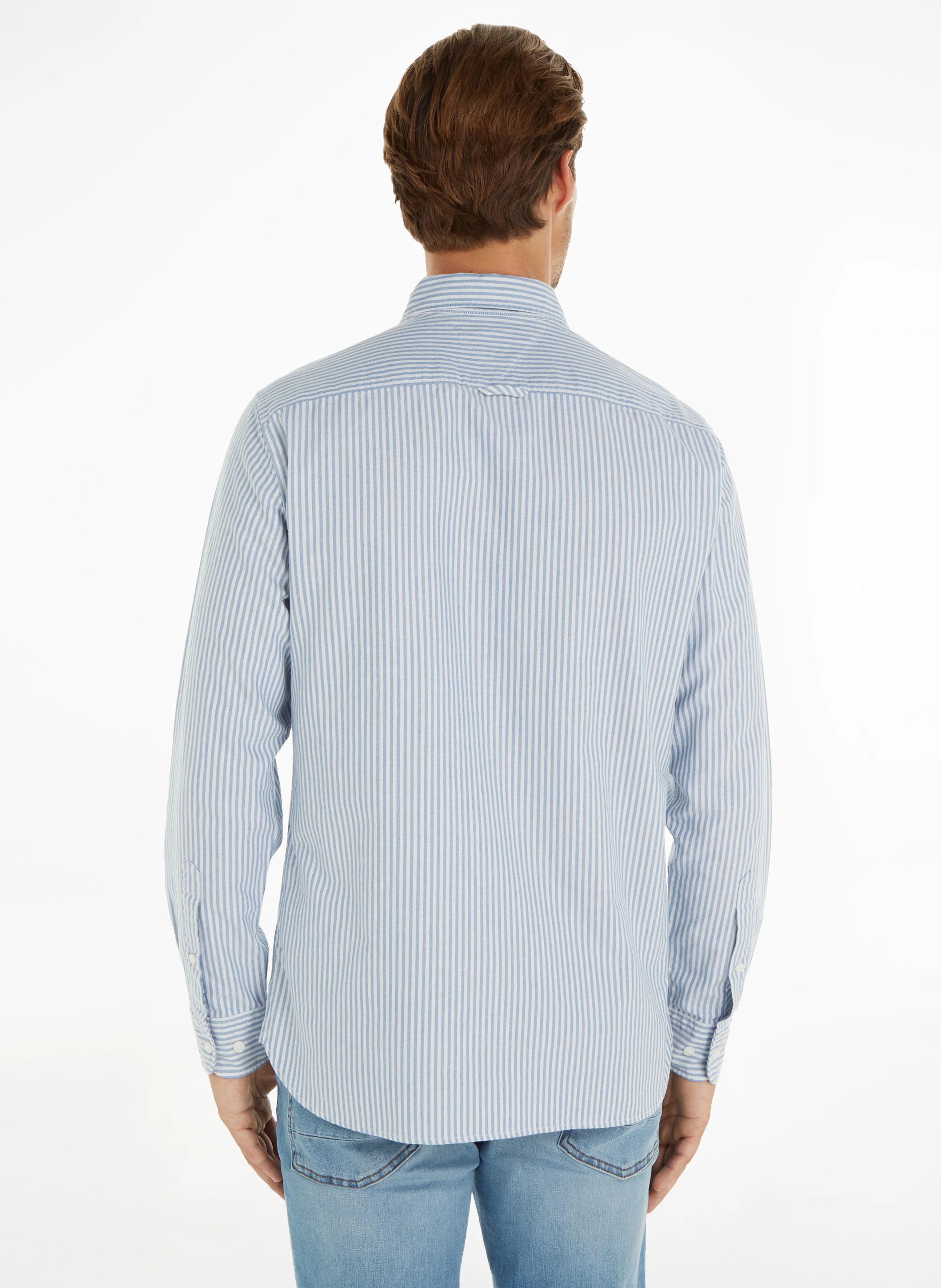 Chemise col classique en coton bio mélangé | Bleu