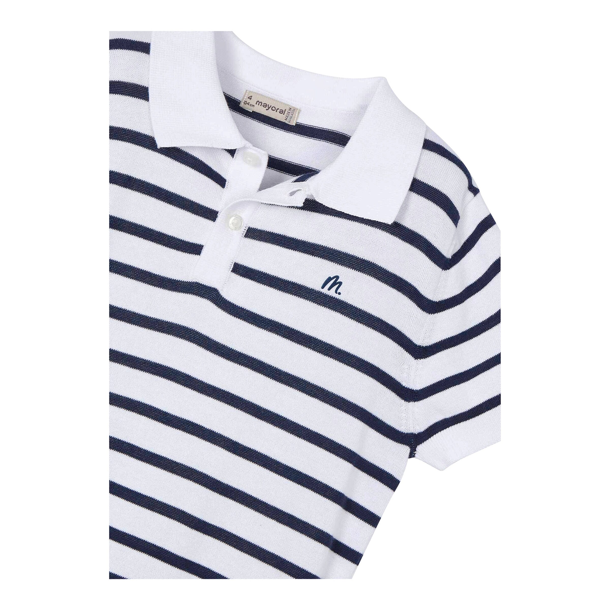 Mayoral Polo-T-Shirt Ringel Feinstrick weiß/marine