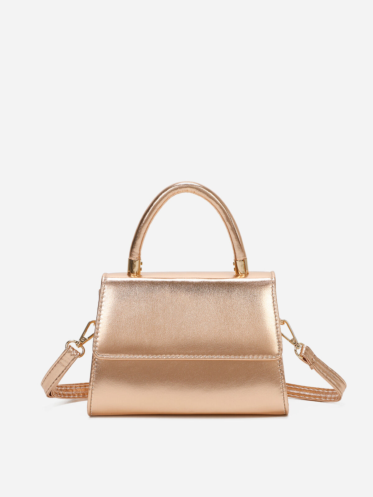 Petit sac trapèze à rabat- Doré rose