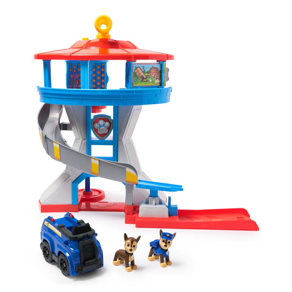 PAW Patrol speelfigurenset uitkijktoren met 2 Chase-figuren en auto