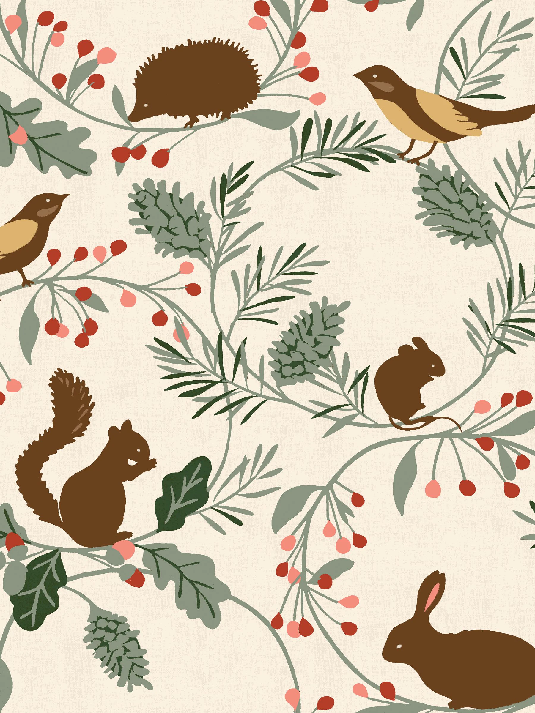 Laura Ashley Christmas 100% Cotton Autumnal Woodland Duvet Cover and Pillowcase Set