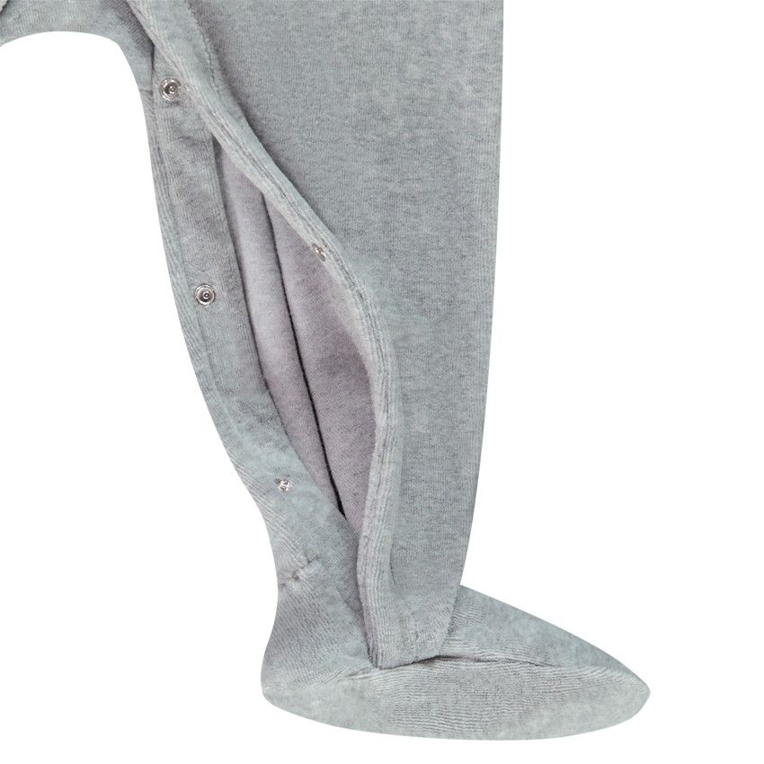 Dors-bien en velours broderie dragon pour bébé garçon - Gris chiné