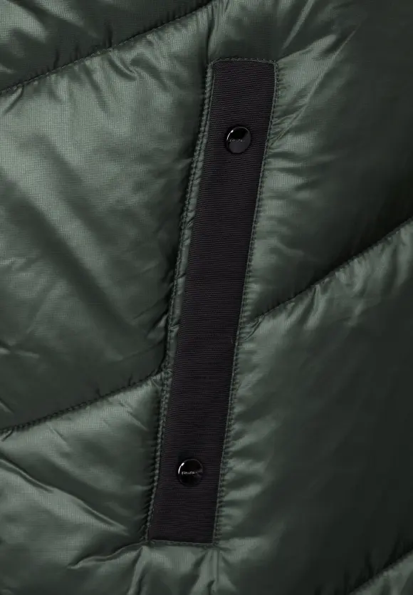 Lange Materialmix Weste - dark verdant green