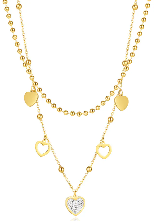 Firetti Kette mit Anhänger »Schmuck Geschenk Hearts Charm« mit Zirkonia (synth.)