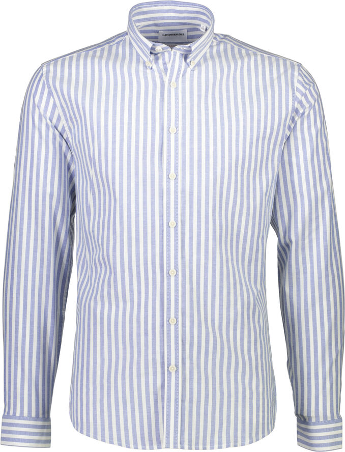 Lindbergh Striped superflex oxford L/S Blå