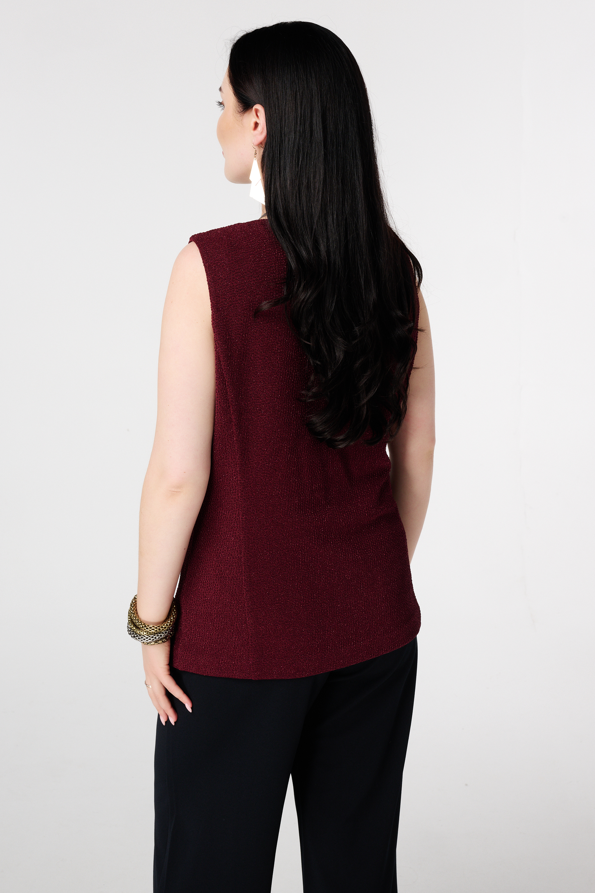 Gilet met knopen en lurex Donker rood
