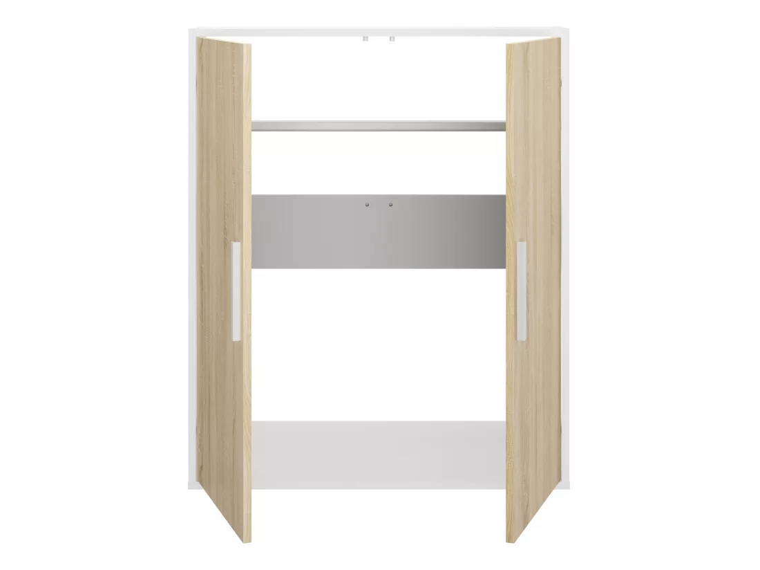 Armoire sous pente 2 portes - Blanc et naturel - ADEZIO