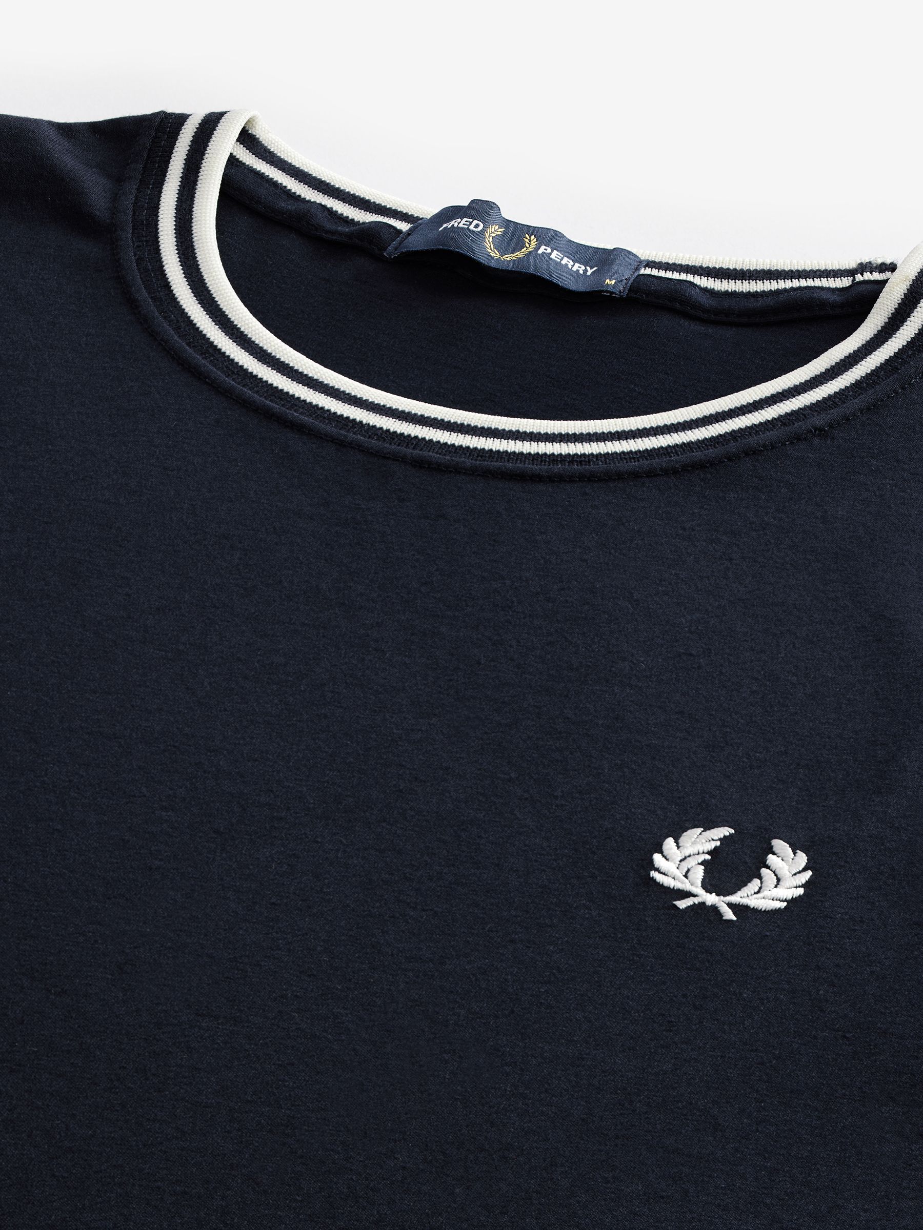 Donkerblauw - Fred Perry - T-shirt met twee contrasterende logo's