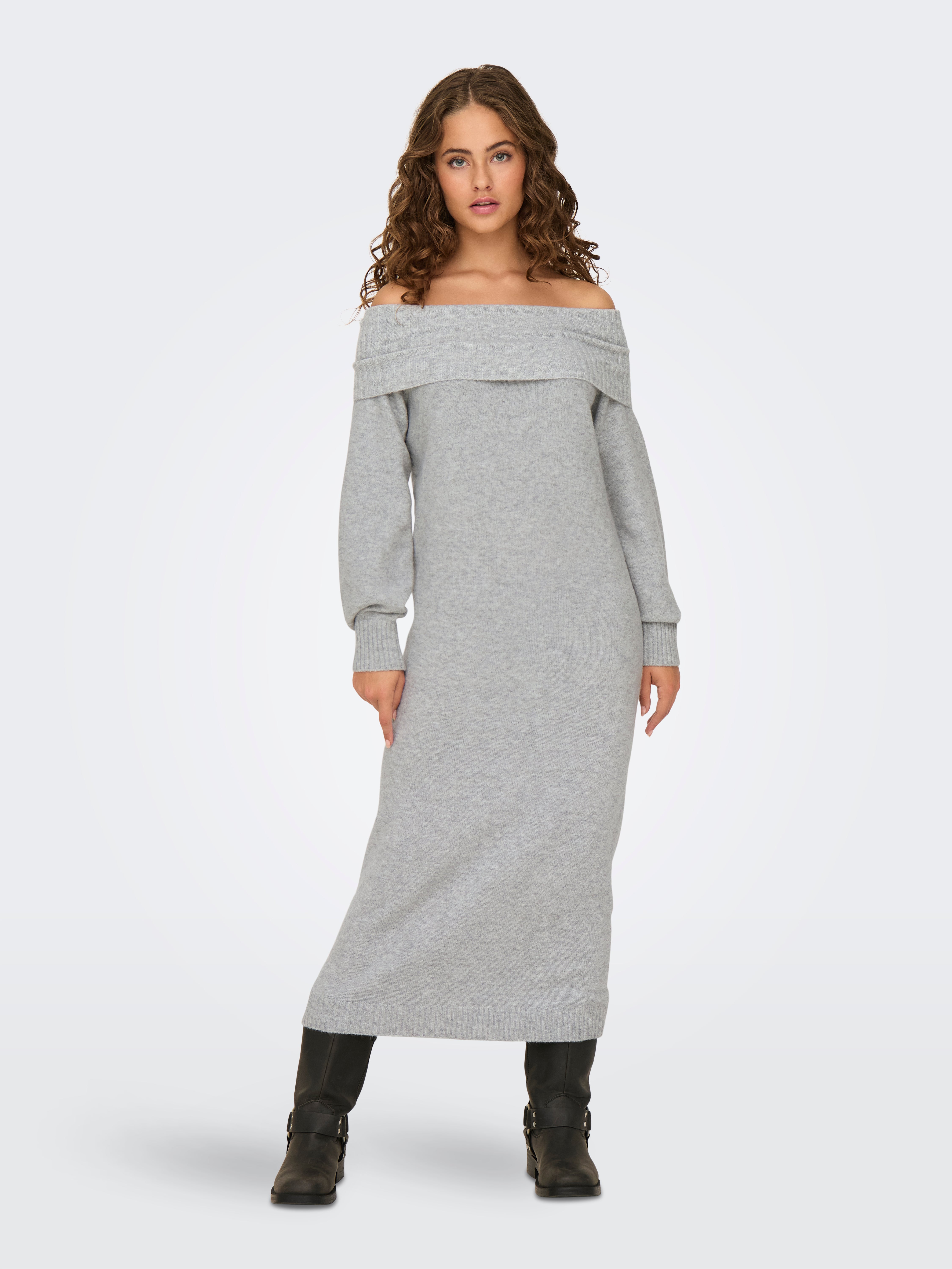 ONLODA Midikleid Light Grey Melange