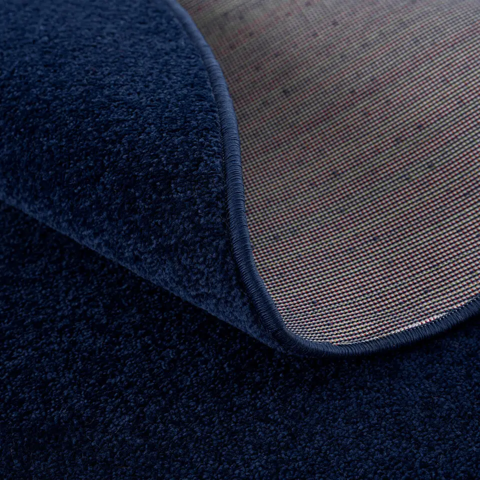Uni Rond Effen Laagpolig Vloerkleed Modern Donker Blauw Navy - 240 CM ROND