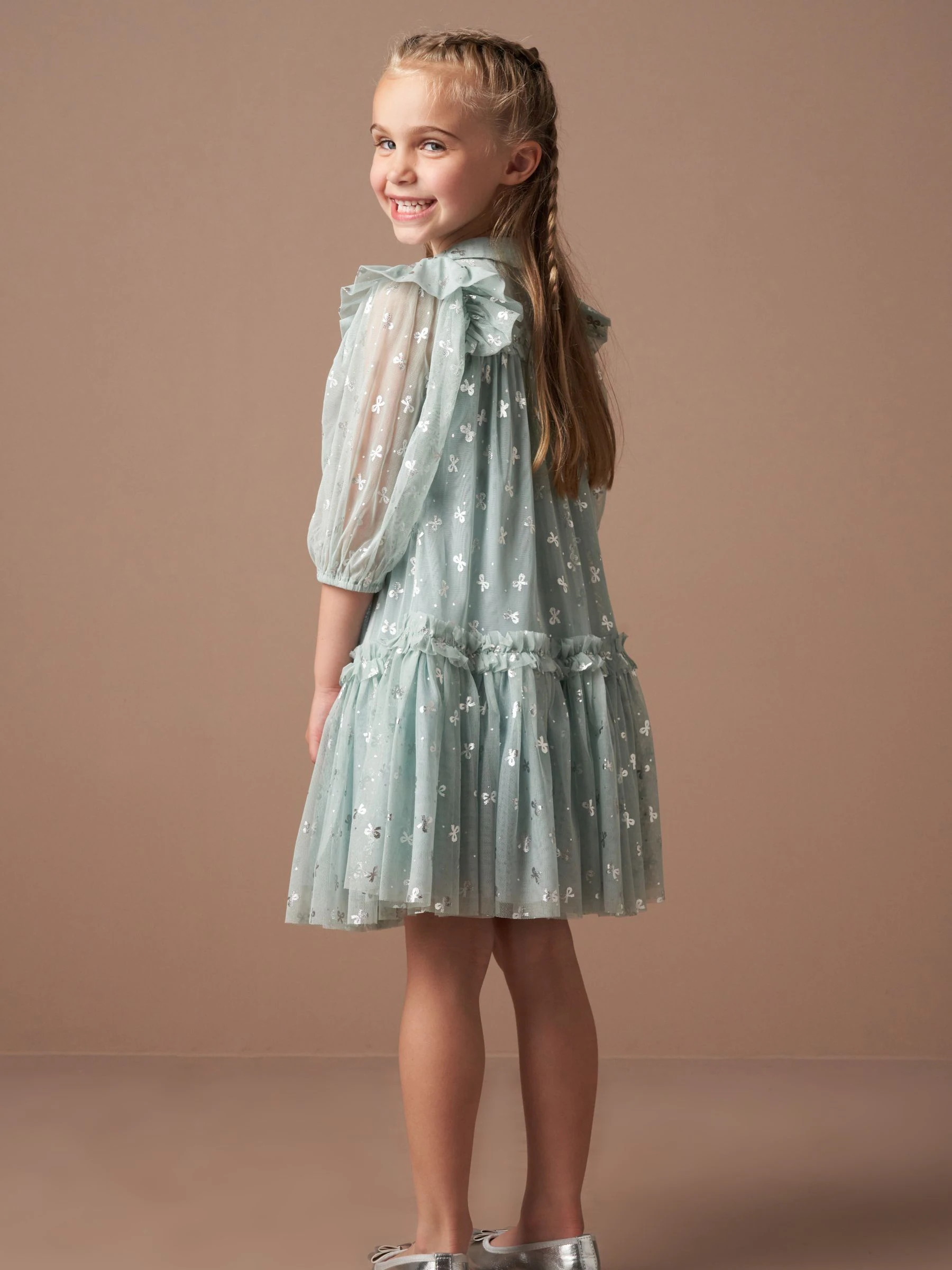 Angel & Rocket Georgie meshjurk met glitterstrikprint