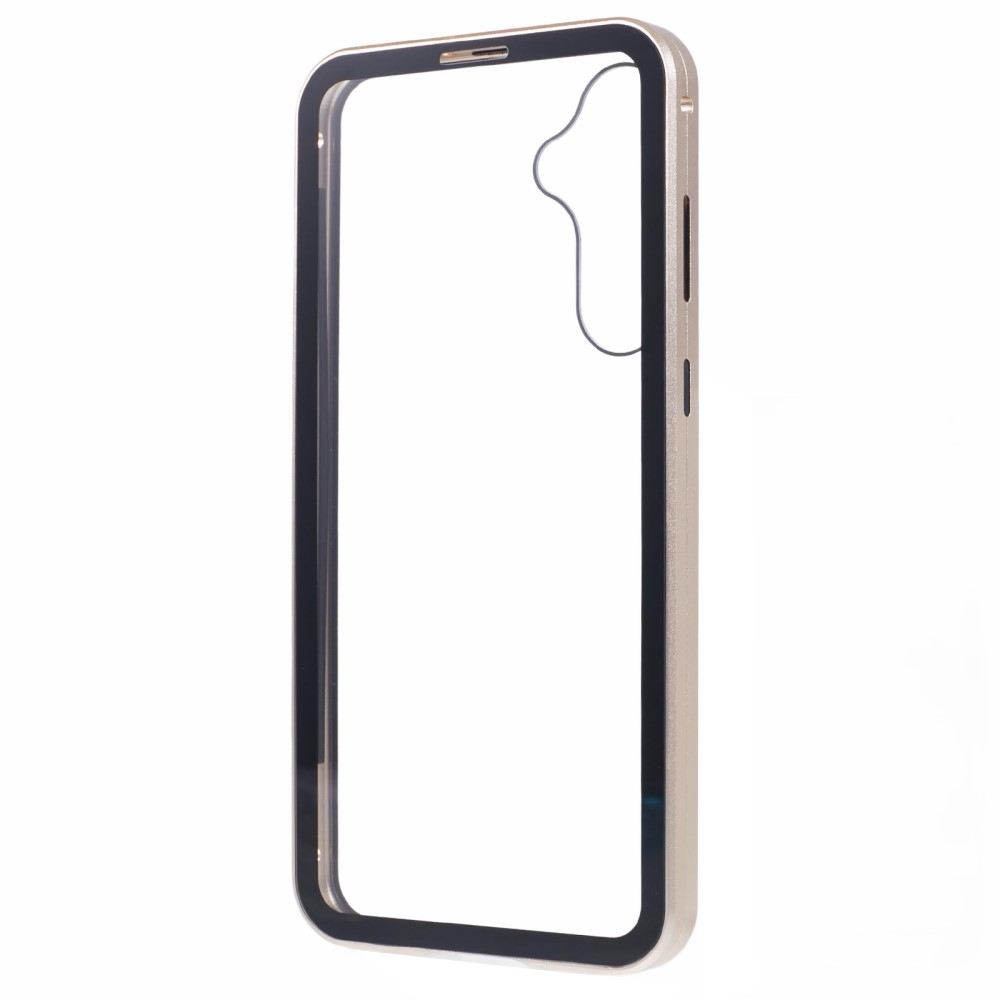 Samsung Galaxy A55 Magnetische Alu Schutzhülle mit Panzer Glas Backcover   Displayschutz (Magnet-Technologie) - Champagner