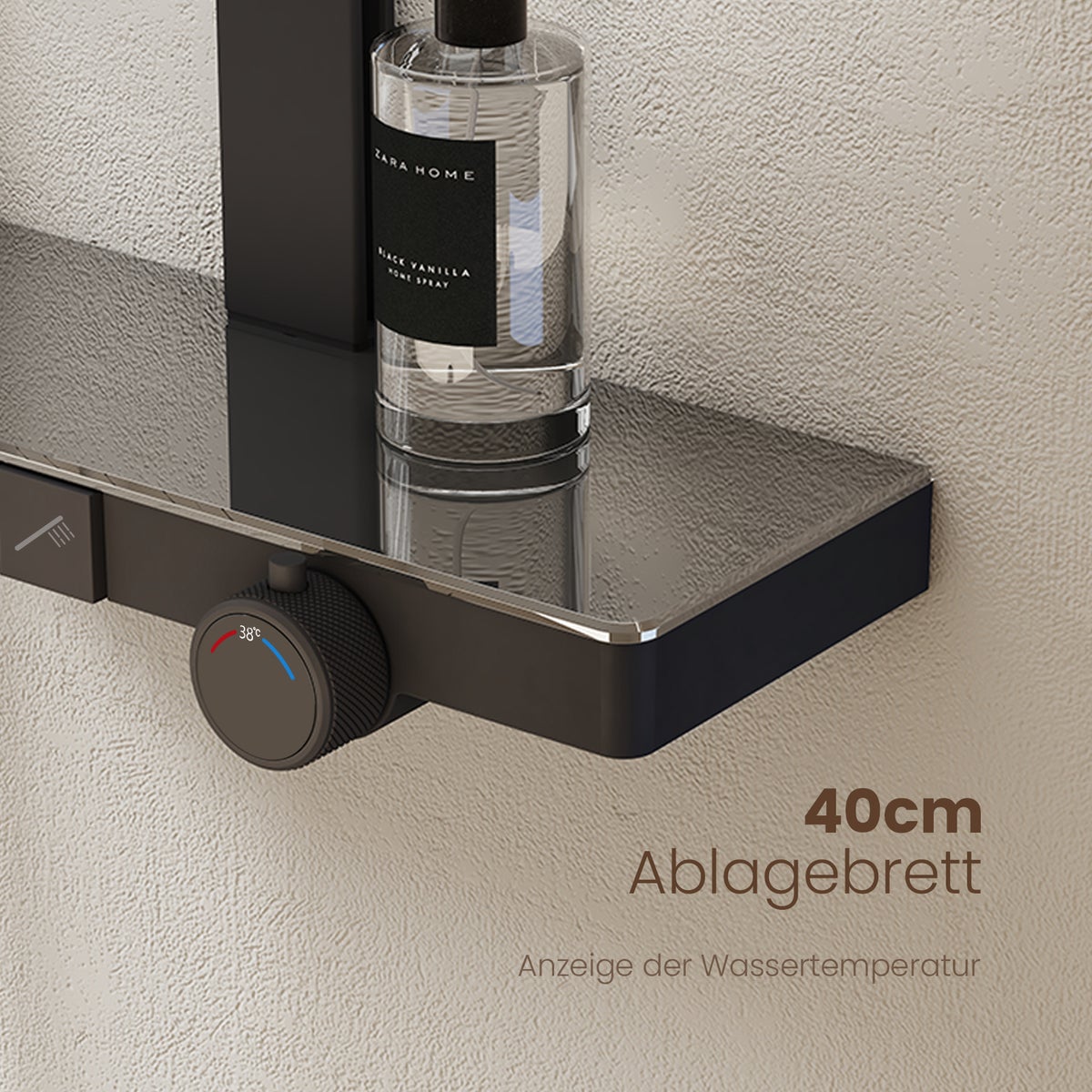 EMKE 3-in-1 Douchesysteem Regendoucheset met Hoofddouche, Handdouche en Kraan, Moderne Douchegarnituurset voor Badkamer, Zwart