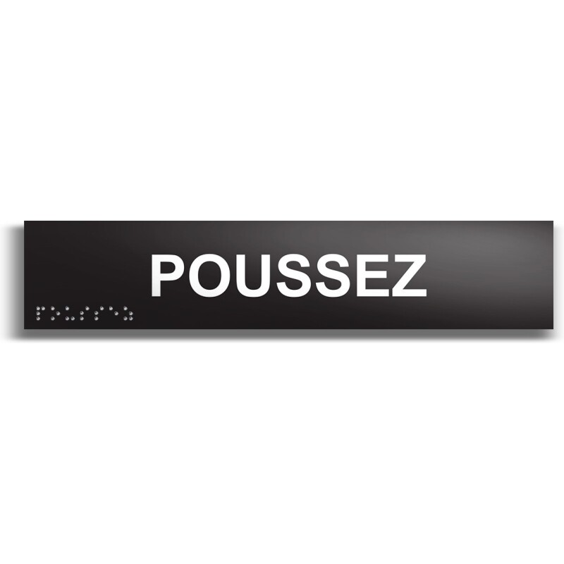 Poussez - Plaque de porte en braille et relief - 25 x 5cm